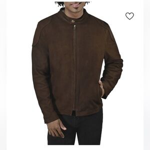 Frye Men Gannon Genuine Suede Racer Jacket  Shaket Tabaco Size US XXl $599